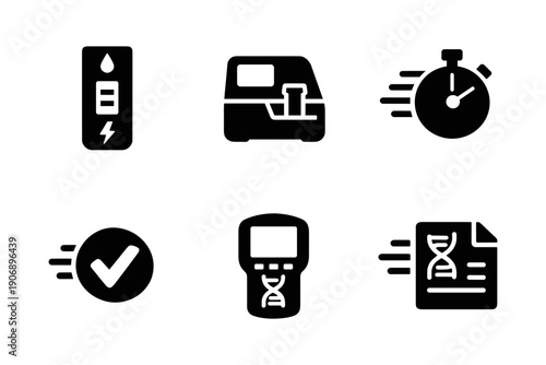 DNA testing, quick results, genetic diagnostics, laboratory equipment, vector illustration