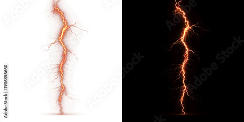 фотографія Powerful red lightning bolt with fiery electric sparks and crimson neon energy g