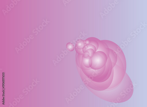 Swirling translucent pink and purple abstract bubbles in gradient background