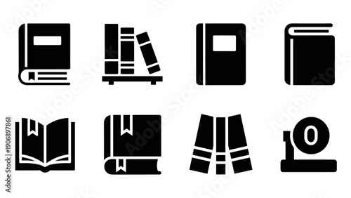 Minimalist book icons set for education and library themes