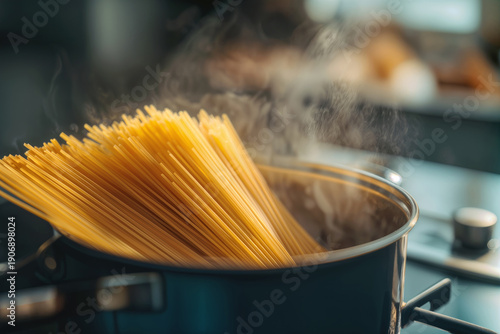 Boil Water for Cooking Pasta in Steamy Kitchen