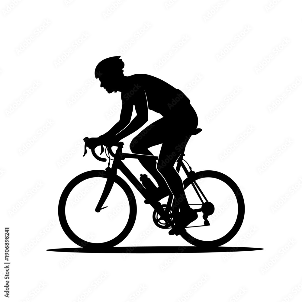Fototapeta premium Silhouette of cyclist riding bicycle