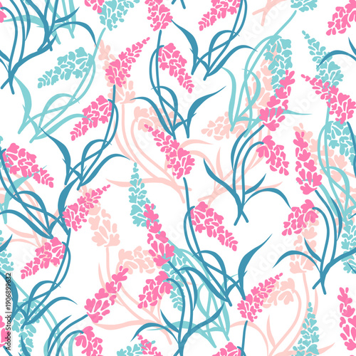 Floral Whirls Pink Hyacinth Abstract Pattern Art can be use for background, template, and apparel design