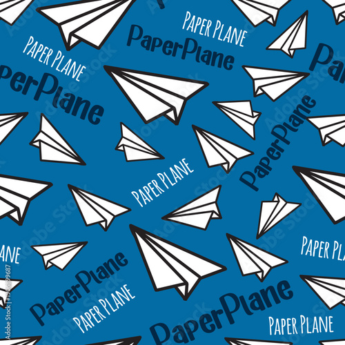 Playful Flying Paper Planes Doodle Pattern Art can be use for background, template, and apparel design