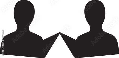 Two people silhouettes facing each other in discussion