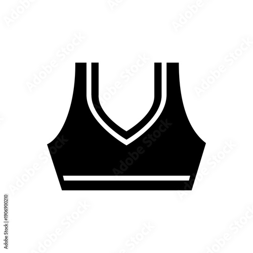 Black sports bra icon on white background.