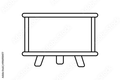 This image is a minimalist line icon of a whiteboard or presentation board.