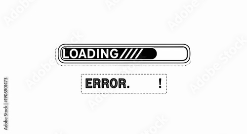 Loading bar with error message and exclamation mark