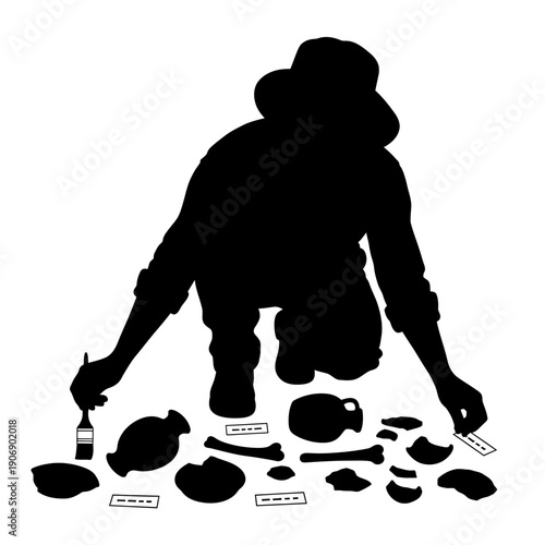 Archaeologist Carefully Examining Ancient Artifacts and Archaeological Discoveries.