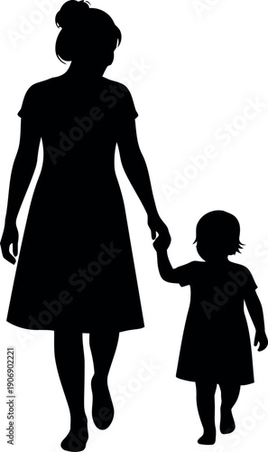 International mother's day tribute silhouette of mother and child holding hands