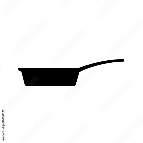 Black non-stick frying pan silhouette on white background.