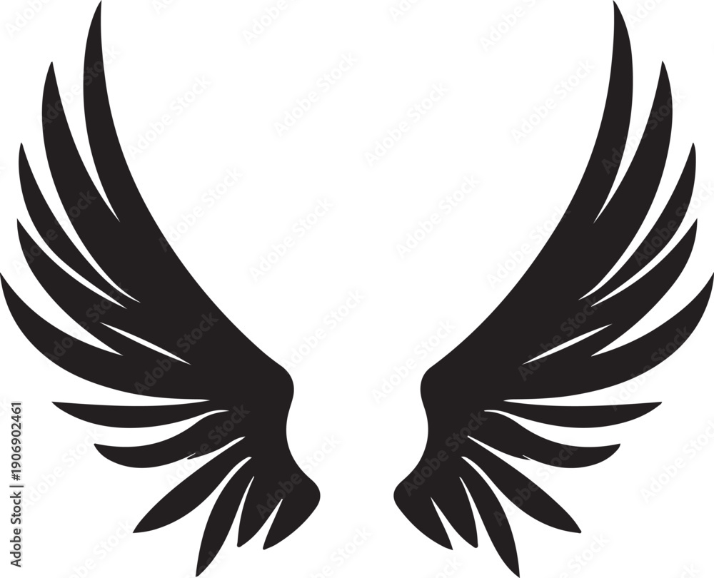 Obraz premium Angel Wing Silhouette Vector on Transparent Background