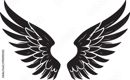 Angel Wing Silhouette Vector on Transparent Background
