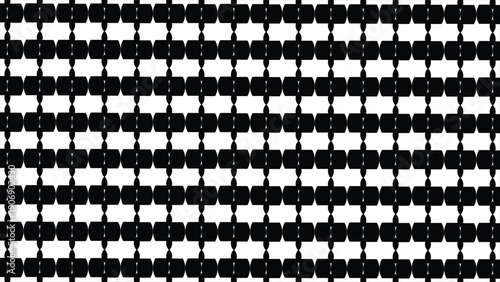 abstract black and white geometric seamless pattern featuring repeating shapes