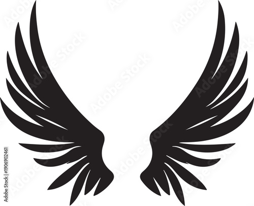 Angel Wing Silhouette Vector on Transparent Background