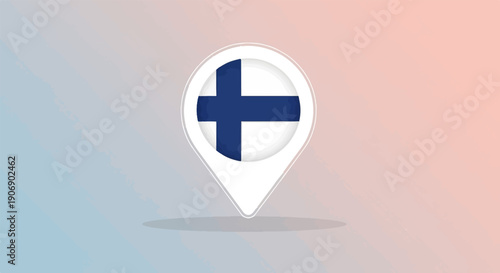 Location marker with Finnish flag on a gradient background