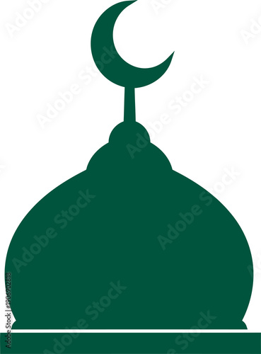 Green Mosque Dome Crescent Icon