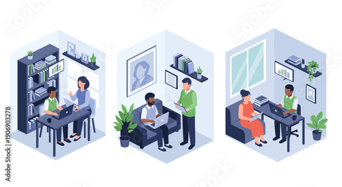 A calm professional working diligently at their desk, ideal for business and productivity themes.