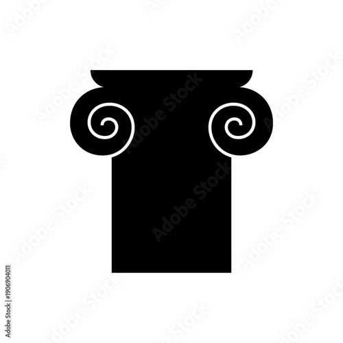 Black silhouette of a classical architectural column capital.