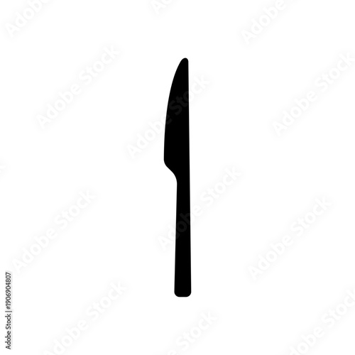 Black kitchen knife silhouette on white background.