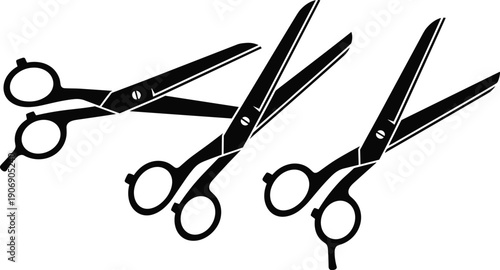 Professional Hairdressing Scissors Silhouette Collection, Sharp Barber Shears Vector Illustration, Grooming and Salon Cutting Tools for Hair Stylist Branding and Equipment Design