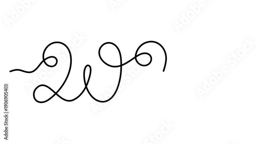 2027 year of the goat one line art animation,, hand drawn continuous drawing contour motion. Holiday concept, festive New year chinese astrological horoscope outline video. 4k self-drawing movie