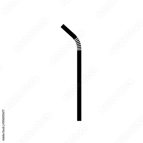 Black reusable drinking straw with flexible corrugated section.