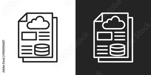 Reporting Icon In Black And White Outline Style
