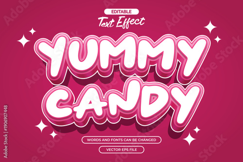 Yummy candy editable text effect with cartoon text style