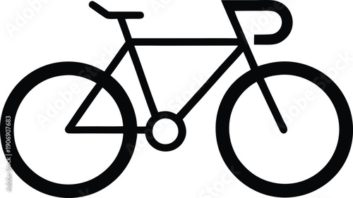 Black Silhouette of a Bicycle on a White Background bike