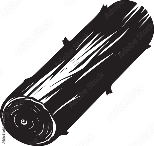Wood Log Silhouette Vector on Transparent Background