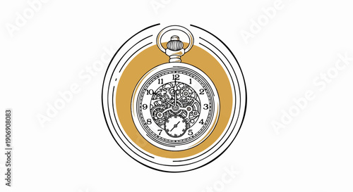 Intricate vintage pocket watch mechanism with gears, hands, and Roman numerals