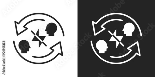 conflict resolution Icon In Black And White Glyph Style