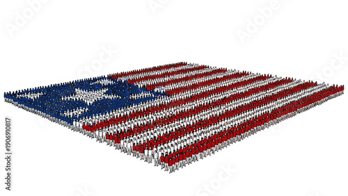3d crowd forms american flag: patriotic display with human figures