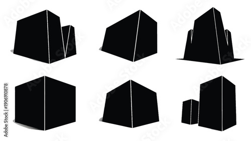 Abstract geometric shapes with sharp edges and defined lines.