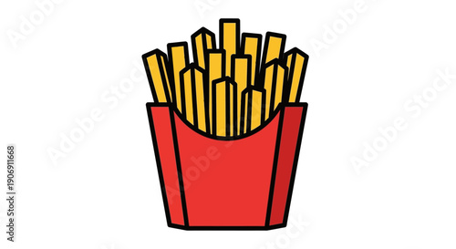 Vector illustration of french fries in a red carton