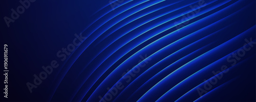 Abstract vibrant glowing blue fluid waves on navy background