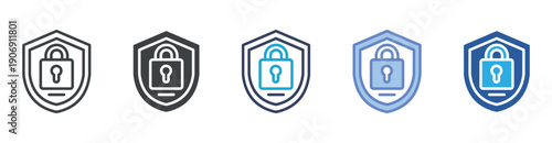 Security icon set multiple style collection