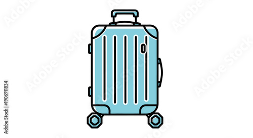 Wallpaper Mural Light blue travel suitcase with wheels isolated on a white background vector illustration. Torontodigital.ca