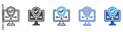 Cyber Security icon set multiple style collection