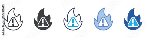 Flammable icon set multiple style collection