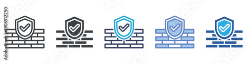 Firewall icon set multiple style collection