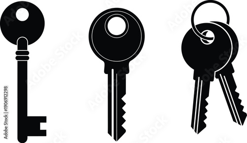 Keys for security, access, passwords, or unlocking. 