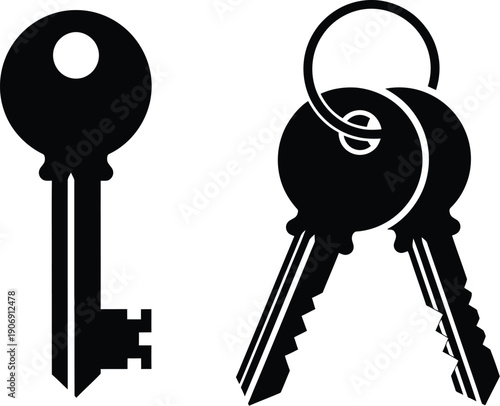 Keys for security, access, passwords, or unlocking. 