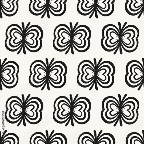 Wallpaper Mural Seamless bold ornamental pattern featuring repeating abstract floral motifs in strong black and white contrast Torontodigital.ca