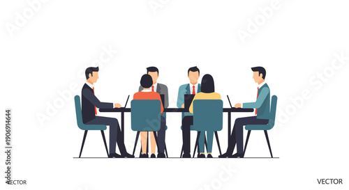 Business meeting with people sitting around a table working together.