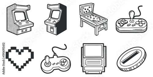 A collection of abstract and geometric backgrounds with swirling lines and star patterns in minimalist black and white vector style, suitable for creative projects and digital designs