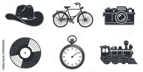 A collection of microchip and circuit designs in clean outline vector style, suitable for technology and engineering projects