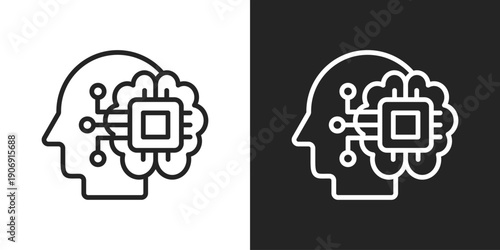 Intelligence Icon In Black And White Outline Style