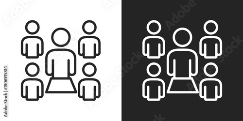 Leader Icon In Black And White Outline Style